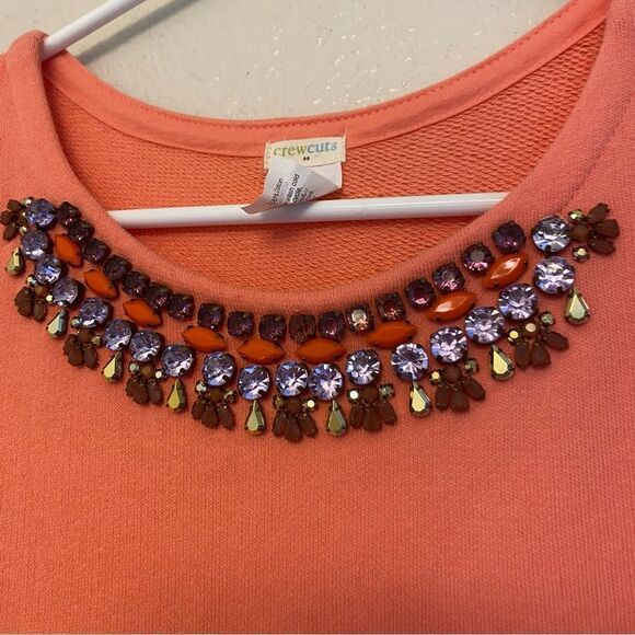 Crewcuts J Crew Girls orange cozy t Shirt Dress necklace embellishment 12 - Picture 3 of 10